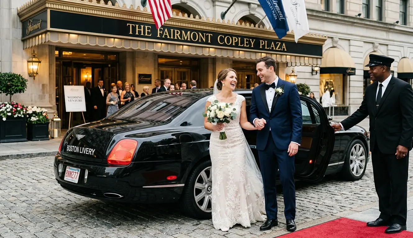 Couples entering a Boston wedding venue